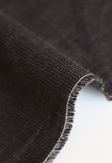 Black Herringbone Linen Fabric by the yard, 58" inches wide, 25s lea, 240 GSM