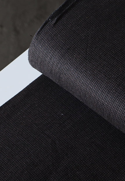 Black Herringbone Linen Fabric by the yard, 58" inches wide, 25s lea, 240 GSM
