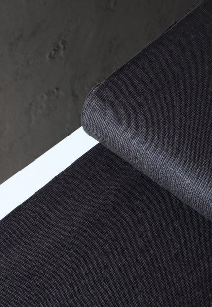 Black Herringbone Linen Fabric by the yard, 58" inches wide, 25s lea, 240 GSM