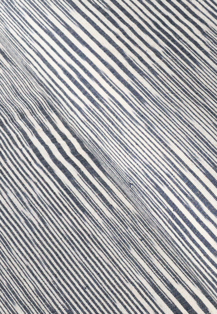 White Merino wool Japanese Kasuri with indigo blue stripes, Fabric by the yard, 45 inches wide, 300 GSM