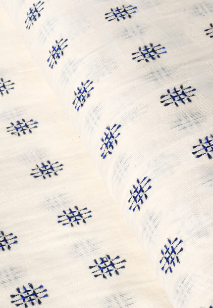 Motivos azules sobre tela de algodón muselina de Bengala por yarda, 45 pulgadas de ancho, 157 GSM