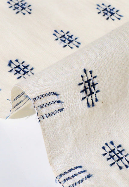 Motivos azules sobre tela de algodón muselina de Bengala por yarda, 45 pulgadas de ancho, 157 GSM