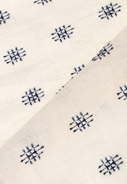 Motivos azules sobre tela de algodón muselina de Bengala por yarda, 45 pulgadas de ancho, 157 GSM