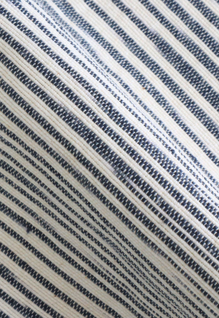 White Merino wool Japanese Kasuri with indigo blue stripes, Fabric by the yard, 45 inches wide, 300 GSM