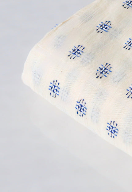 Motivos azules sobre tela de algodón muselina de Bengala por yarda, 45 pulgadas de ancho, 157 GSM