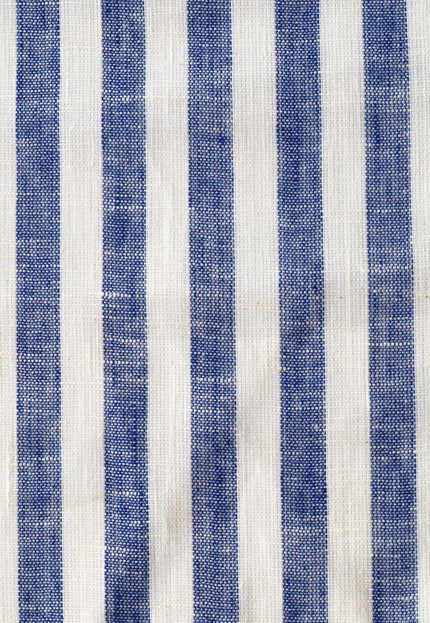 Tela de lino puro de doble paño con rayas índigo, 58 pulgadas de ancho, 135 g/m²