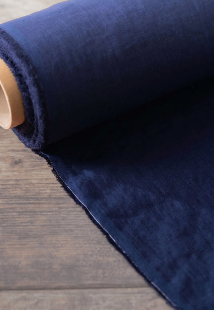 Pure Indigo Linen Fabric by the yard, 170 GSM, 58 inches wide