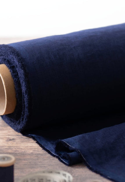 Pure Indigo Linen Fabric by the yard, 170 GSM, 58 inches wide