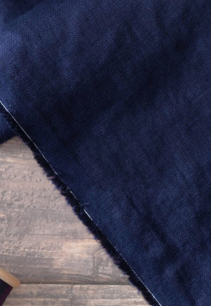 Pure Indigo Linen Fabric by the yard, 170 GSM, 58 inches wide