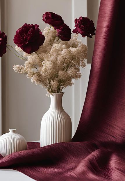 Vibrant Mulberry Raw Silk Fabric by the yard, 44 inches wide, 180 GSM