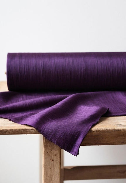 Vibrant Mulberry Raw Silk Fabric by the yard, 44 inches wide, 180 GSM