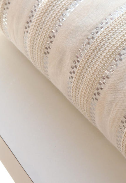 Tela dobby de algodón puro color greige con detalle de lúrex por yarda, 48 pulgadas de ancho, 156 GSM, 30 unidades