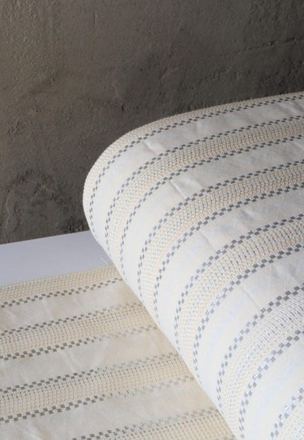 Tela dobby de algodón puro color greige con detalle de lúrex por yarda, 48 pulgadas de ancho, 156 GSM, 30 unidades