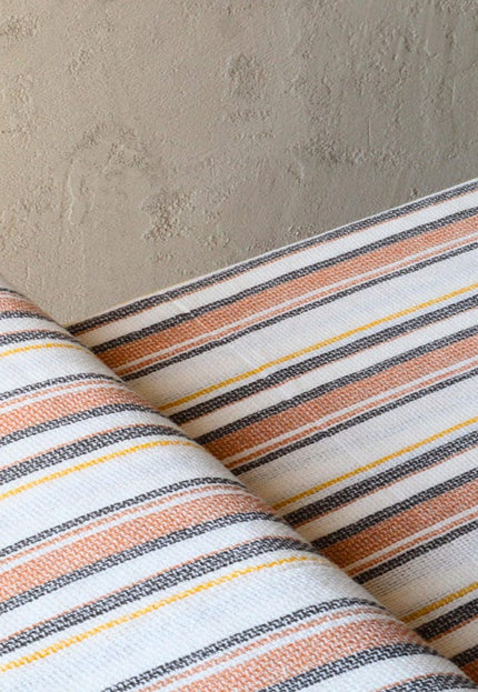 Tissu de chanvre rayé tissé à la main au mètre, 56 pouces de large, flammé 40s, 320 GSM