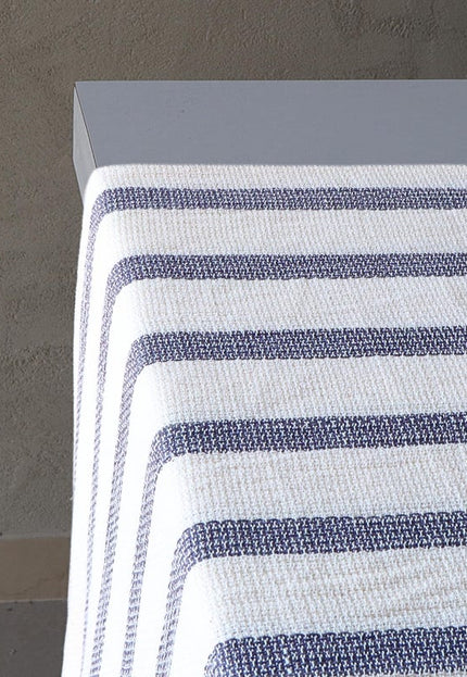 Tela de cáñamo tejida a mano con rayas azules e índigo por yarda, 56 pulgadas de ancho, 40s slub, 330 GSM