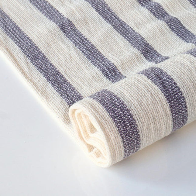 Tissu de chanvre tissé à la main à rayures bleues et indigo au mètre, 56 pouces de large, flammé 40s, 330 GSM