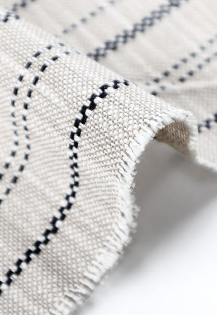 Rayas únicas en tela Dobby de cáñamo puro por yarda, 58 pulgadas de ancho, 370 GSM