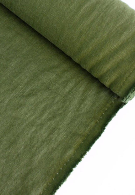 Army Green Linen Fabric by the yard, 58 inches wide, 40s lea, 170 GSM
