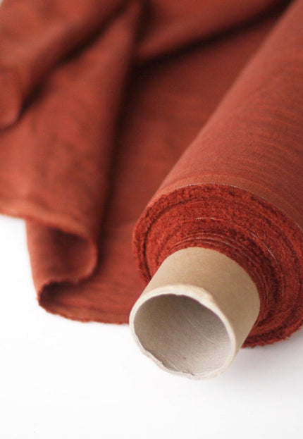Rust Orange/Brick Red Linen Fabric by the yard, 58" inches wide, 40s lea, 170 GSM