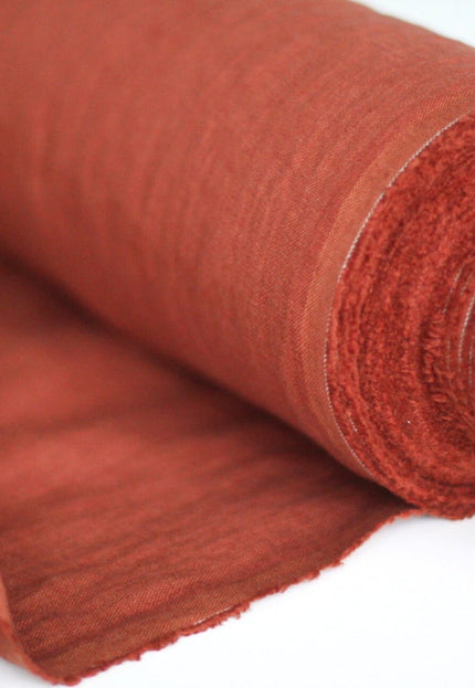 Rust Orange/Brick Red Linen Fabric by the yard, 58" inches wide, 40s lea, 170 GSM