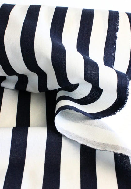 Tela de lino estampada a rayas negras por yarda, 58" pulgadas de ancho, 140 GSM, 40 hojas