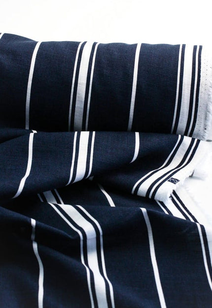 Tissu en lin avec imprimé rayé unique, 58 pouces de large, 170 GSM, 40s lea
