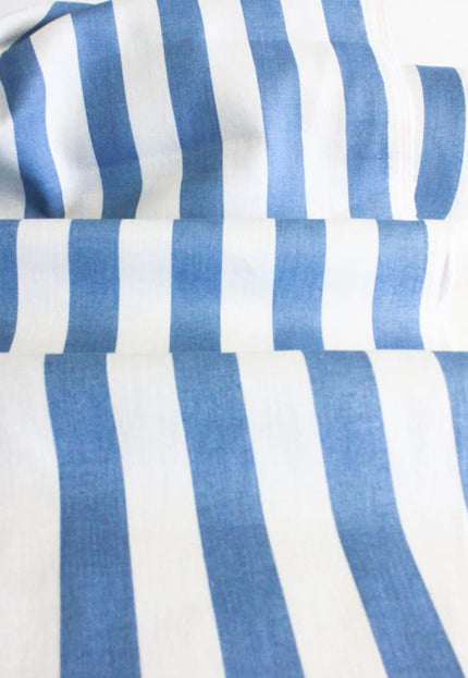 Tissu en lin imprimé à rayures bleues au mètre, 58 pouces de large, 170 g/m², 40 s de long