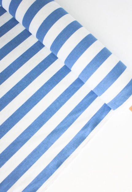 Tissu en lin imprimé à rayures bleues au mètre, 58 pouces de large, 170 g/m², 40 s de long