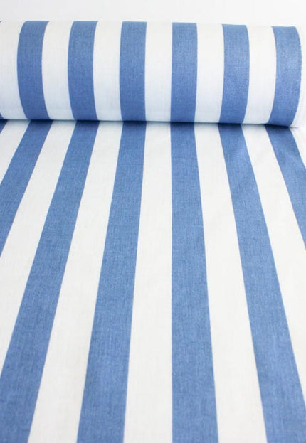 Tissu en lin imprimé à rayures bleues au mètre, 58 pouces de large, 170 g/m², 40 s de long