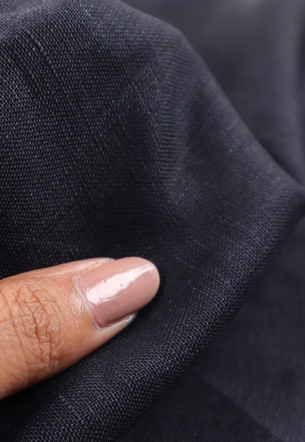 Black Pure Linen Fabric, 58 inches wide, 238 GSM, 60s lea