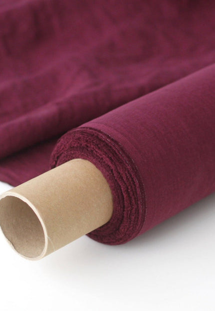 Wine Organic Linen Fabric by the yard, 58" inches wide, 170 GSM