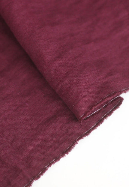 Wine Organic Linen Fabric by the yard, 58" inches wide, 170 GSM