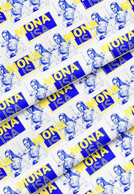 Monalisa moderna impresa en tela de lino por yarda, 58" pulgadas de ancho, 170 GSM, 40s hoja