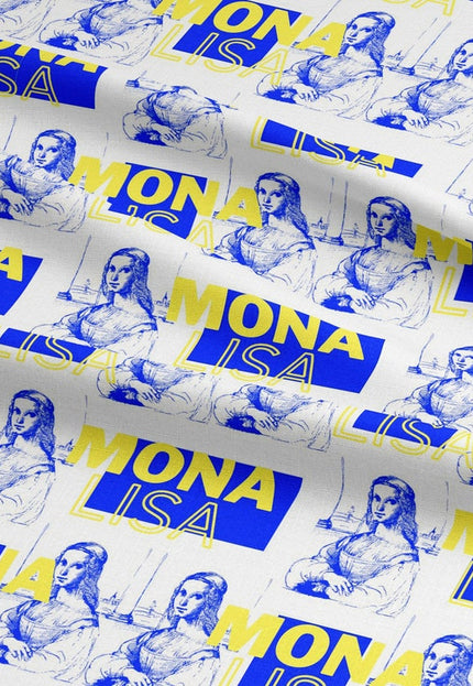 Monalisa moderna impresa en tela de lino por yarda, 58" pulgadas de ancho, 170 GSM, 40s hoja