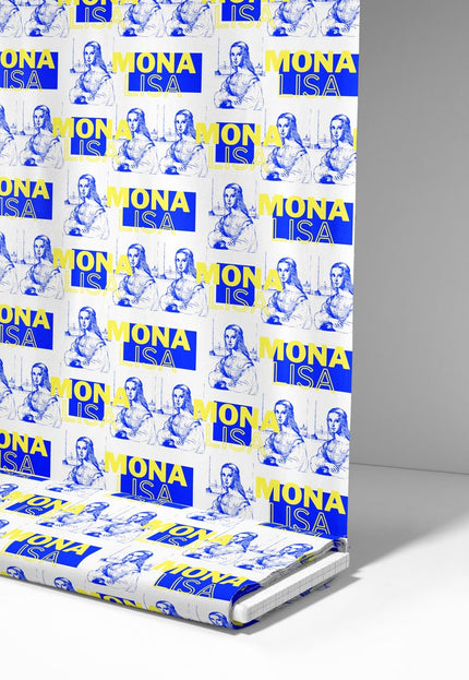 Monalisa moderna impresa en tela de lino por yarda, 58" pulgadas de ancho, 170 GSM, 40s hoja