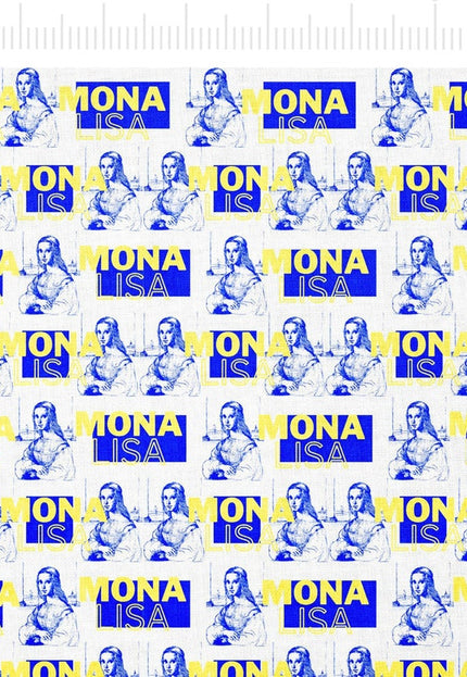 Monalisa moderna impresa en tela de lino por yarda, 58" pulgadas de ancho, 170 GSM, 40s hoja