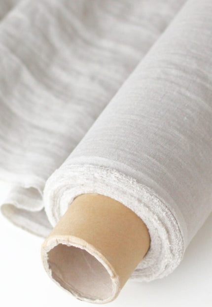 Tela de lino puro tejida a mano en color greige, 58" pulgadas de ancho, 170 g/m², 40 hojas