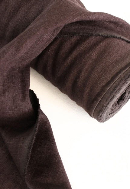 Tela de lino marrón oscuro por yarda, 58 pulgadas de ancho, 40s lea, 170 GSM