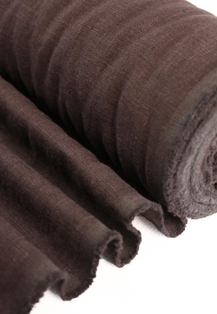 Tela de lino marrón oscuro por yarda, 58 pulgadas de ancho, 40s lea, 170 GSM