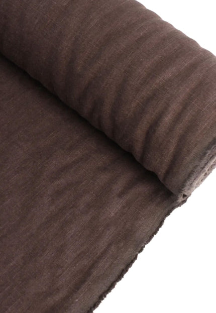 Tela de lino marrón oscuro por yarda, 58 pulgadas de ancho, 40s lea, 170 GSM