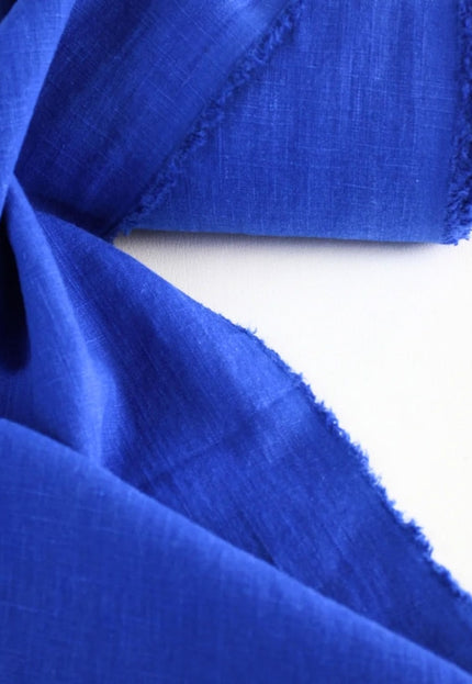 Royal Blue Linen Fabric by the yard, 58 inches wide, 40s lea, 170 GSM