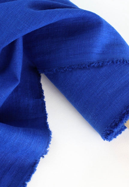 Royal Blue Linen Fabric by the yard, 58 inches wide, 40s lea, 170 GSM