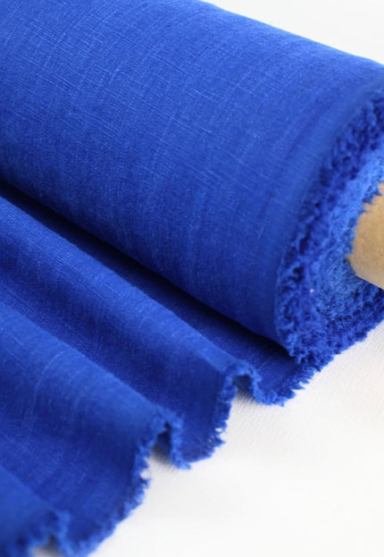 Royal Blue Linen Fabric by the yard, 58 inches wide, 40s lea, 170 GSM