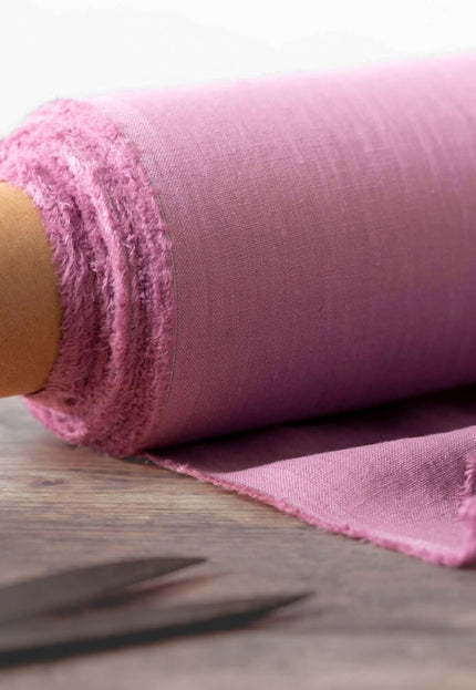 Lilac/Light Pink Linen Fabric by the yard, 58 inches wide, 40s lea, 170 GSM