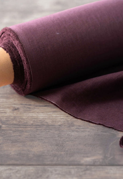 Deep Maroon/Purple Linen Fabric by the yard, 58 inches wide, 40s lea, 170 GSM