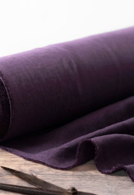Deep Maroon/Purple Linen Fabric by the yard, 58 inches wide, 40s lea, 170 GSM