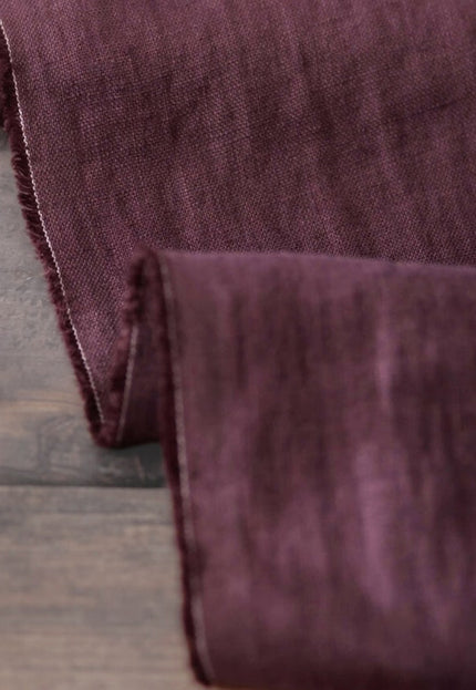 Deep Maroon/Purple Linen Fabric by the yard, 58 inches wide, 40s lea, 170 GSM
