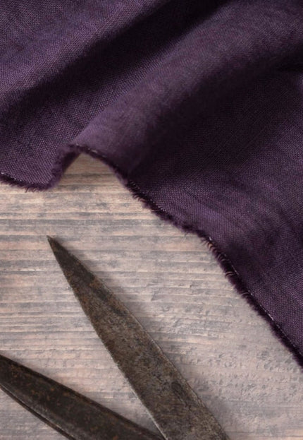 Deep Maroon/Purple Linen Fabric by the yard, 58 inches wide, 40s lea, 170 GSM