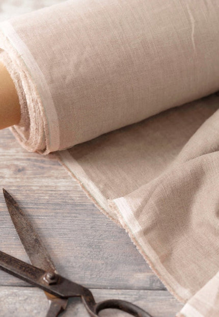 Light Brown Linen Fabric by the yard, 58 inches wide, 40s lea, 170 GSM