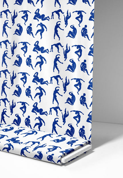 Tela Matisse Blue Nudes Art on Linen por yarda, 58 pulgadas de ancho, 170 GSM, 40s lea